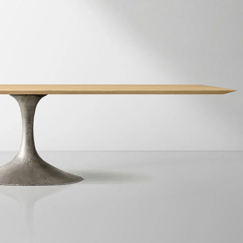 Aero Wood Rectangle Dining Table with Matte Steel Base