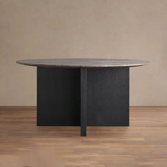 Saint Germain Round Marble Stone Dining Table With Clement Base