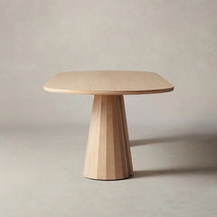 Brank Oval Dining Table Faceted Cone Base with Beveled Edge Top