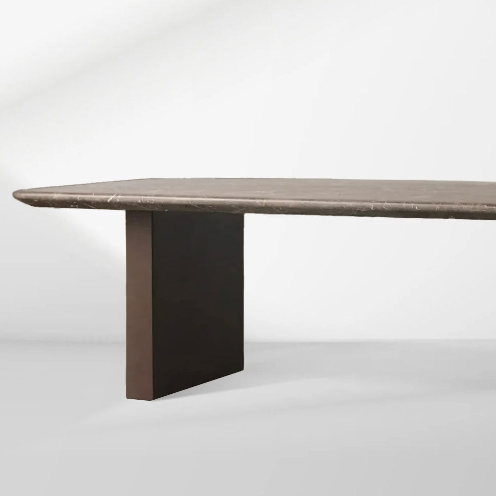 San Germani Espresso Stone Top Coffee Table 72" Center Tea Table with Clement Base