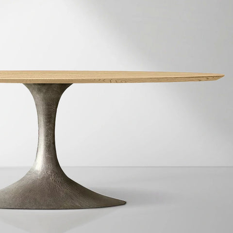 Aero Mid-Century Modern Oval Dining Table with Steel Base
