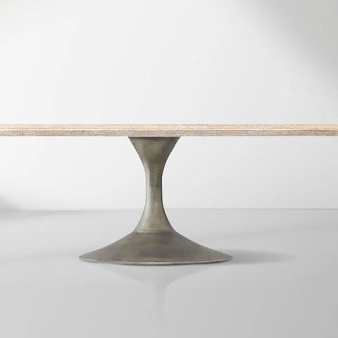 Aero Mid-Century Modern Stone Top Dining Table with Matte Steel Base