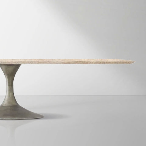 Aero Mid-Century Modern Stone Top Dining Table with Matte Steel Base