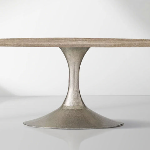 Aero Natural Stone Oval Dining Table with Steel Base