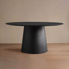 Saint Germain Round Oak Top Dining Table with Natural Wood Toulouse Base