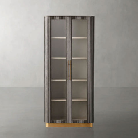 Finnley Glass Door Solid Wood Display Cabinet