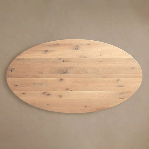 Jacob Oval Dining Table in Flax Oak with Vertex Iron Base