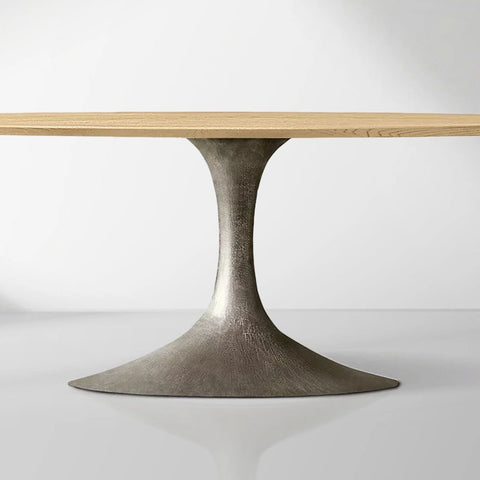Aero Mid-Century Modern Oval Dining Table with Steel Base