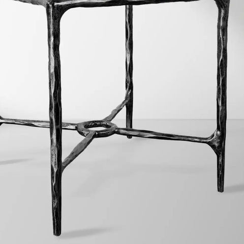 Thaddeus Black Square Side Table with Italian Marble Top