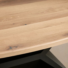 Jacob Oval Dining Table in Flax Oak with Vertex Iron Base