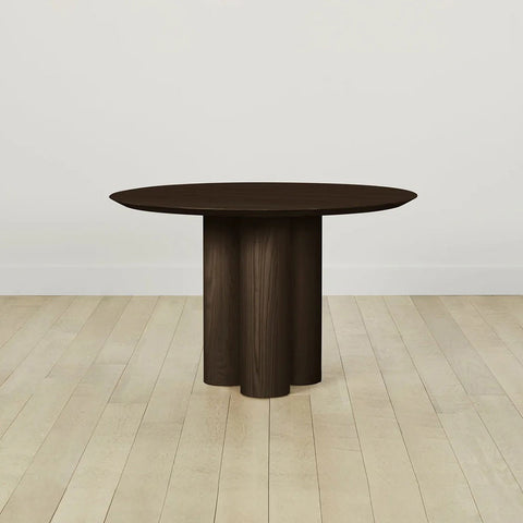 Reade Natural Ash Wood Round Dining Table with Sculptural Columnar Legs