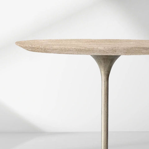 Aero Handcrafted Stone Bistro Table with Steel Base
