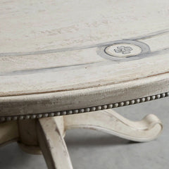 Girardi Margherita Bell'Arte Antique White Round Dining Table Hand-Painted Border Pattern