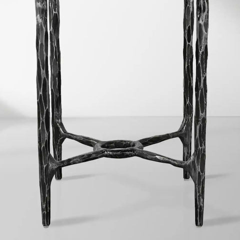 Thaddeus Glass 18" 22" Round Side Table with Black Metal Base