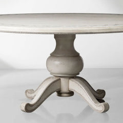Girardi Margherita Bell'Arte Antique White Round Dining Table Hand-Painted Border Pattern
