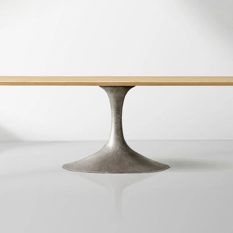 Aero Wood Rectangle Dining Table with Matte Steel Base