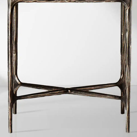 TThaddeus 18" 22" Square Side Table with Metal Base and Tempered Glass Top