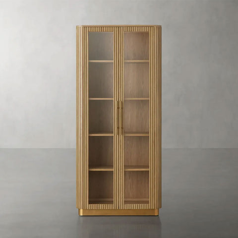 Finnley Glass Door Solid Wood Display Cabinet