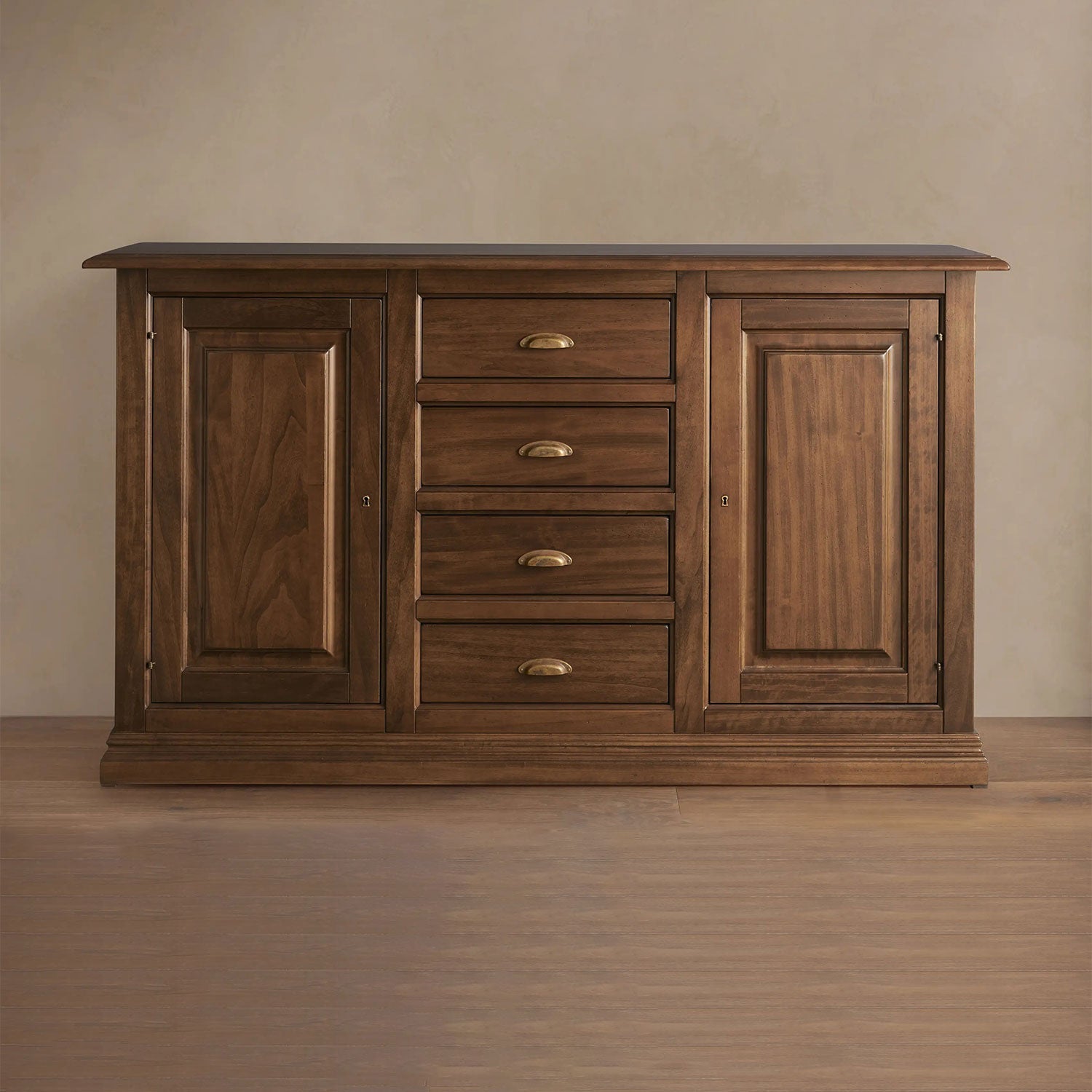 Tuscany Poplar Buffet Table Wood Sideboard Vintage 4 drawers Living Room Old World Entryways Cabinet