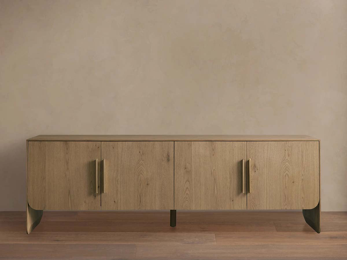 Felton Media Console Oak TV Stand Side Cabinet Television Storage Unit Wood Sideboard