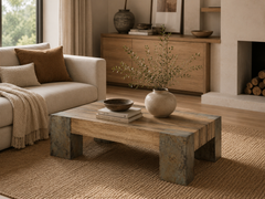 Telluride Square Oak Coffee Table Wood Cocktail Table Living Room Center Tea Table Vintage Cocktail Table