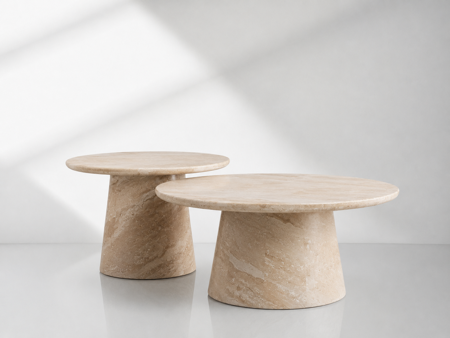 Modern Italian Marble Round Coffee Table & Nesting Set