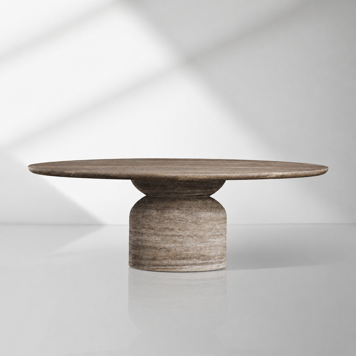 Perth Grey Travertine Oval Dining Table