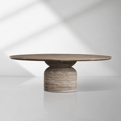 Perth Grey Travertine Oval Dining Table