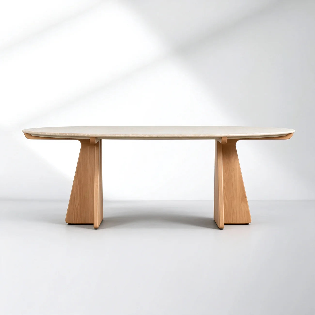 Oval Marble Dining Table, 75"/90" with Wood Pedestal Base