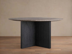 Saint Germain Round Marble Stone Dining Table With Clement Base