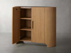 Astor Marble Top Hall Chest Oak Wood Sideboards Reeded Entrance Storage Cabinet