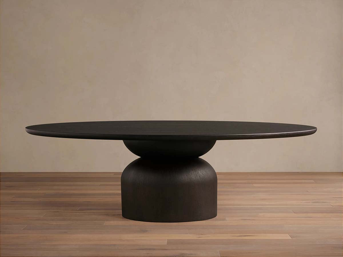 Perth Oval Oak Dining Table Hand-Sculpted Modern Dining Table