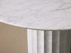 Danae Round Marble Stone Dining Table With Roman Column Base