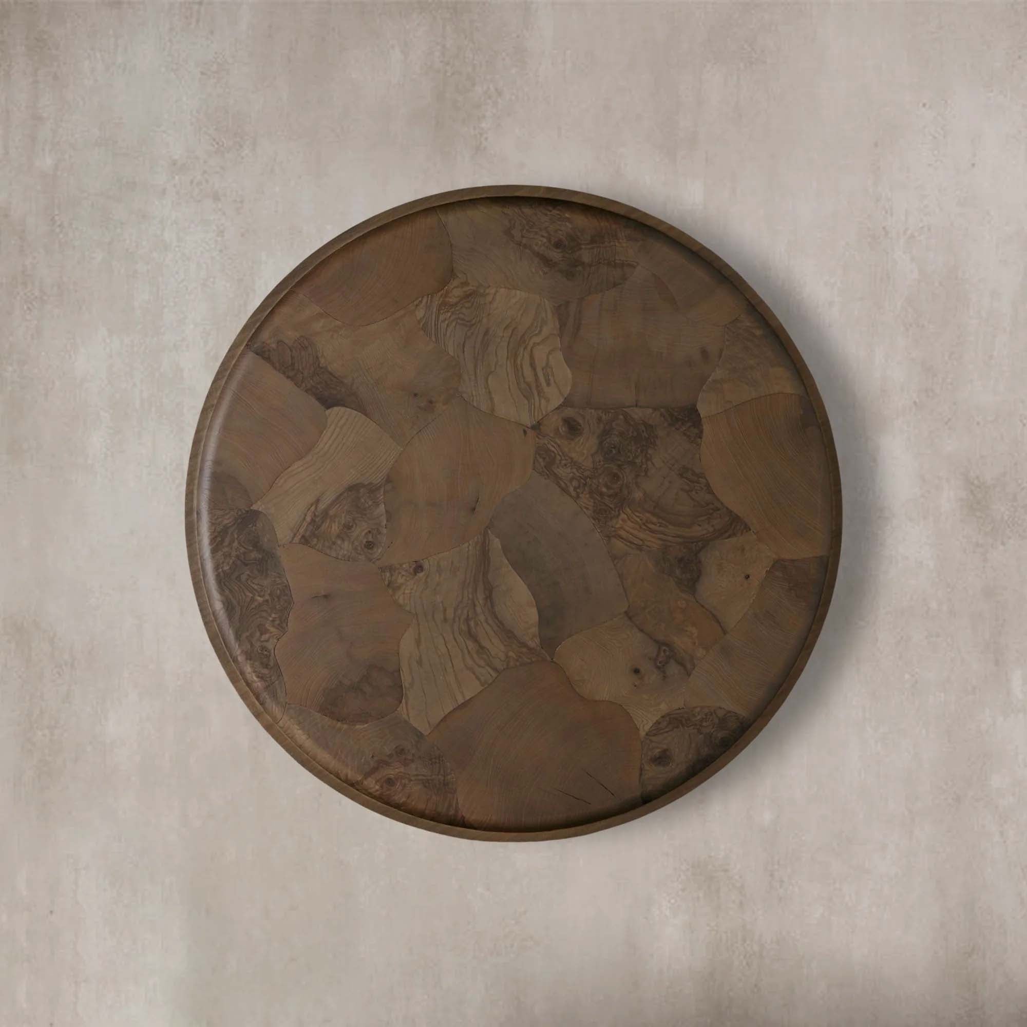 Pola Wood Round Plinth Coffee Table Wabi-Sabi Living Room Center Ash Tea Table