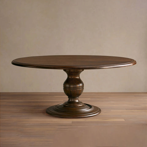 Asolo Round Dining Table Hand-Carved Tulipwood