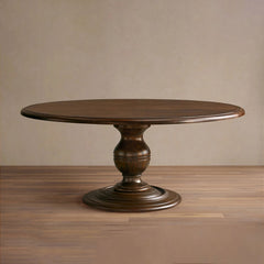 Asolo Round Dining Table Hand-Carved Tulipwood