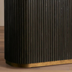 Finnley Rectangle Dining Table with Stone Top Reeded Oak Base