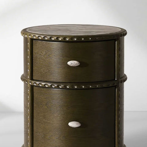 Pierro oakwood Sculptural Bedside Table With Brazilian Quartzite Top Nightstands
