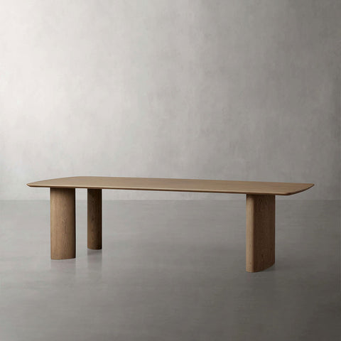 Theo Curved Dining Table Solid Oak Design with Sculptural Base