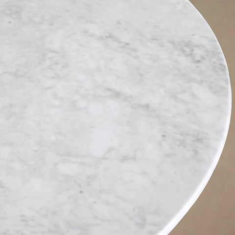 Finnley Round Wood Dining Table With Carrara Marble or Bluestone Top