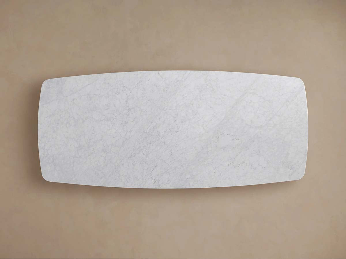 Saint Germain Natural Stone Marble Dining Table with Wood Toulouse Base