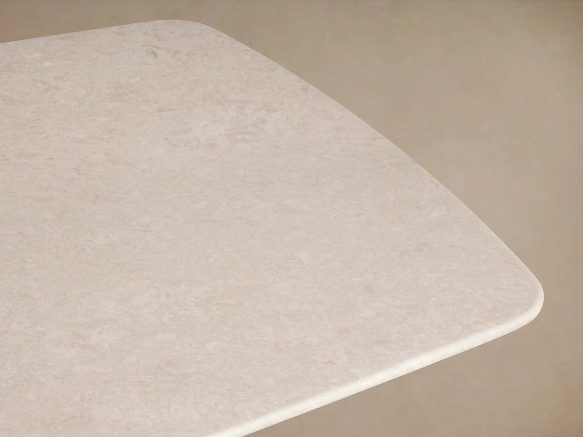 Saint Germain Stone Marble Top Dining Table with Wood Dauphine Base