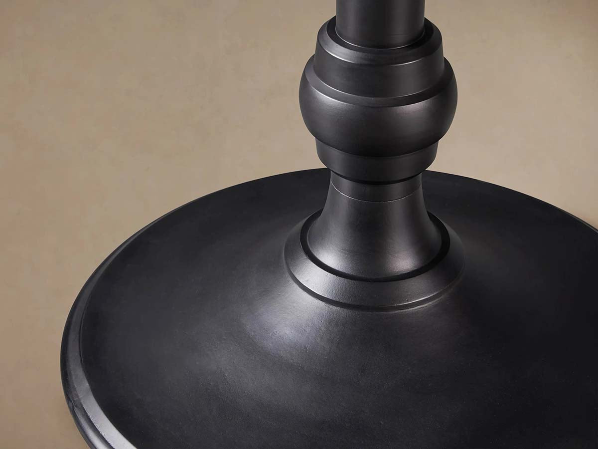 Recycled French Metal Bistro Table Black and Gold Small Dining Table with Cast Iron Wade Base