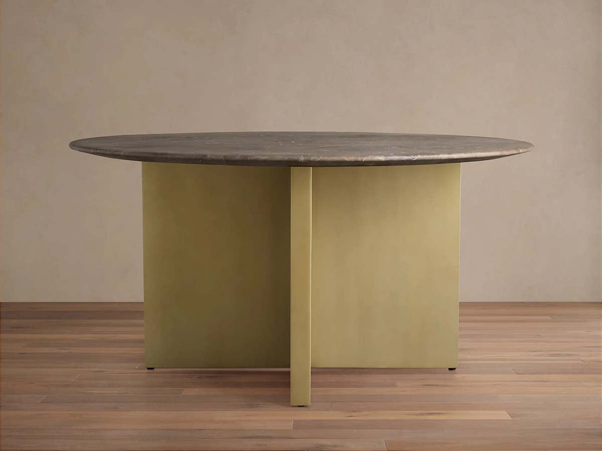 Saint Germain Round Marble Stone Dining Table With Clement Base