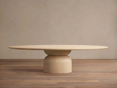 Perth Oval Oak Dining Table Hand-Sculpted Modern Dining Table