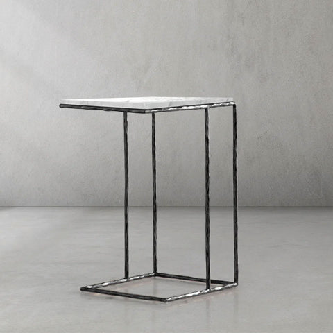 Thaddeus C-Shaped Side Table with Italian Marble Top