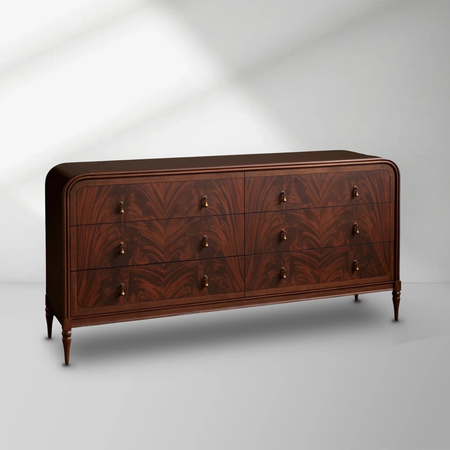 Frances 72" Six-Drawer Dresser, Mahogany Wood
