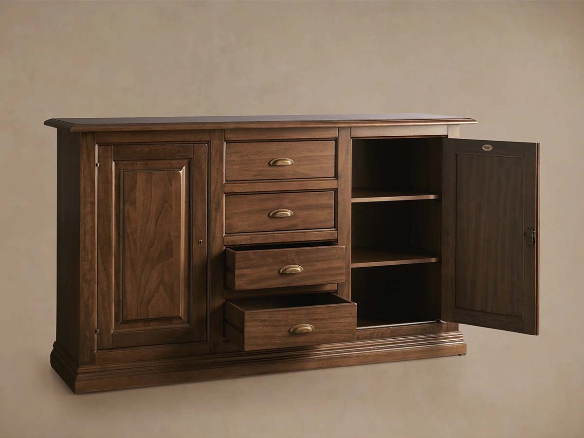 Tuscany Poplar Buffet Table Wood Sideboard Vintage 4 drawers Living Room Old World Entryways Cabinet