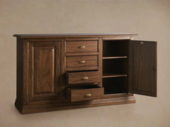 Tuscany Poplar Buffet Table Wood Sideboard Vintage 4 drawers Living Room Old World Entryways Cabinet