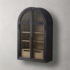 Hattie Medi Century  Style Wall Mounted Storage Cabinet Wood Arched Drawers Cabinet